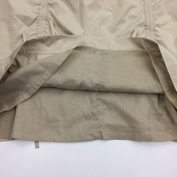 NWT JAVIER SIMORRA Beige/Sand Adj Drawstring  Exposed Zipper Front Lined Skirt - Picture 10 of 13